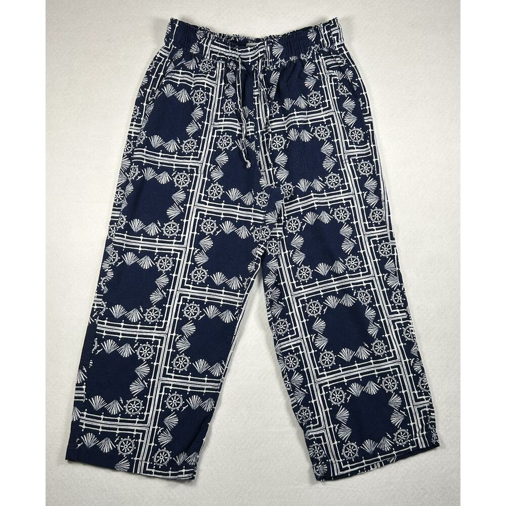 Sonoma Goods For Life Linen-Blend Wide-Leg Pants navy and white